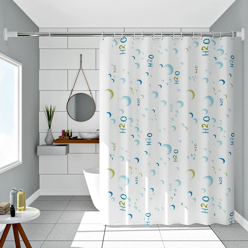 Waterproof Mold-Resistant PEVA Shower Curtain Water molecule 