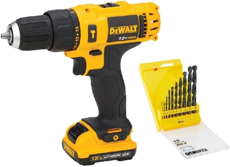 ديوالت مثقاب مطرقة صغير الحجم ببطارية ليثيوم أيون ١٢ فولت، أسود وأصفر، DCD716D2Bit-B5 - Image 1
