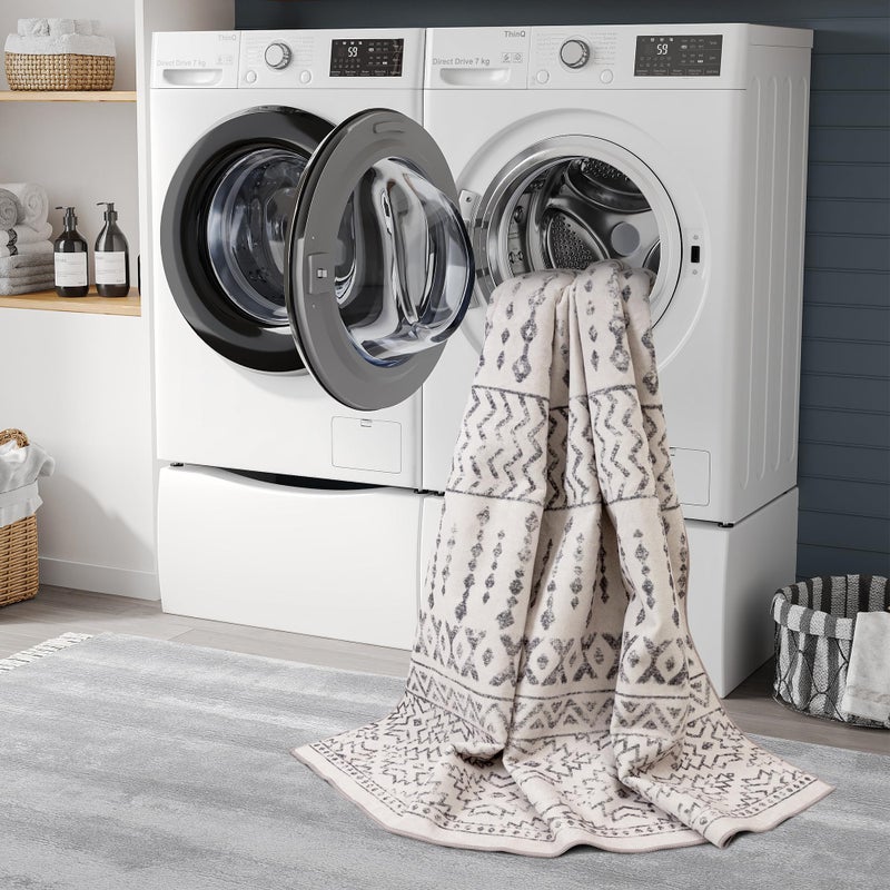 Art&Tuft 3x5 Rug  Super Soft Ultra-Thin Moroccan Washable Rug  Anti-Slip Backing Rugs for Living Room  Foldable Geometric Machine Washable Area Rug(3'x5'  Ivory) - Image 5