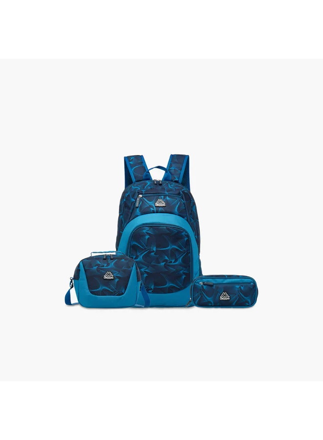 Kappa Boys Printed School Backpack with Lunch Bag and Pencil Pouch set