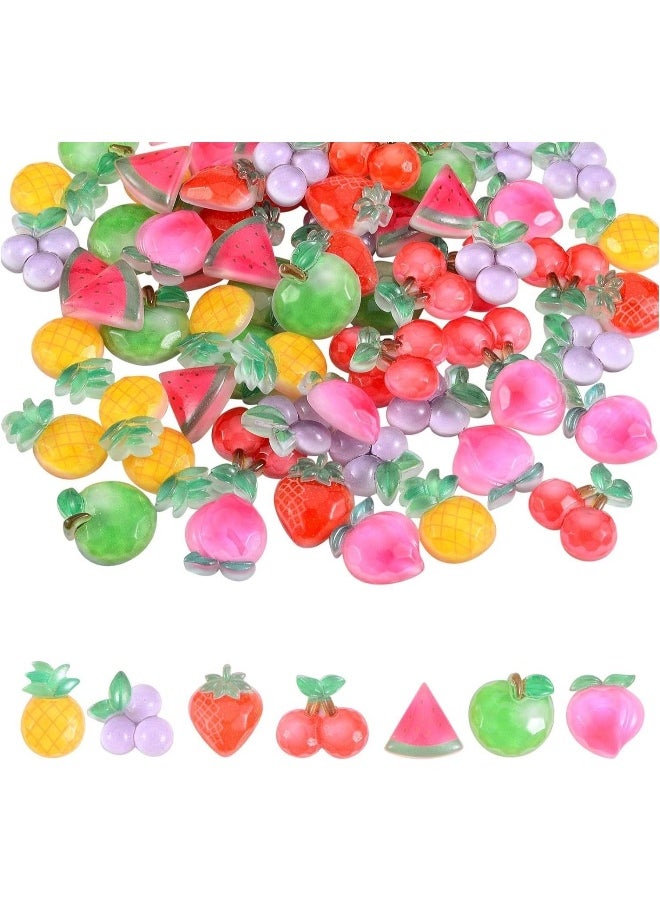 70 Pcs Planar Resin Flatback, Charms Fruit Resin Nail Art Resin Peach Apple Strawberry Flatback for Scrapbooking Embellishment DIY Craft Decors Hair Accessories  - Image 1