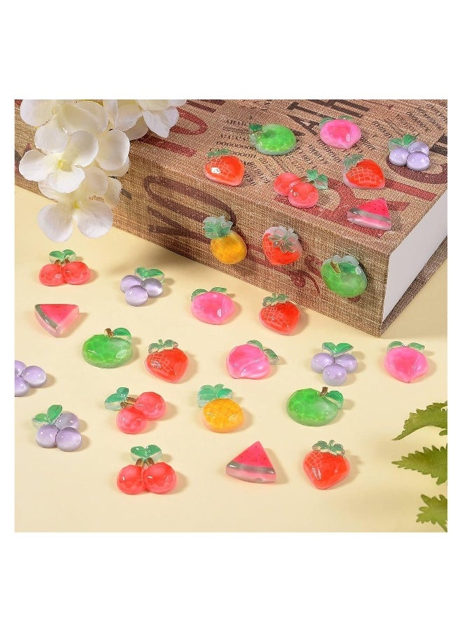70 Pcs Planar Resin Flatback, Charms Fruit Resin Nail Art Resin Peach Apple Strawberry Flatback for Scrapbooking Embellishment DIY Craft Decors Hair Accessories  - Image 2