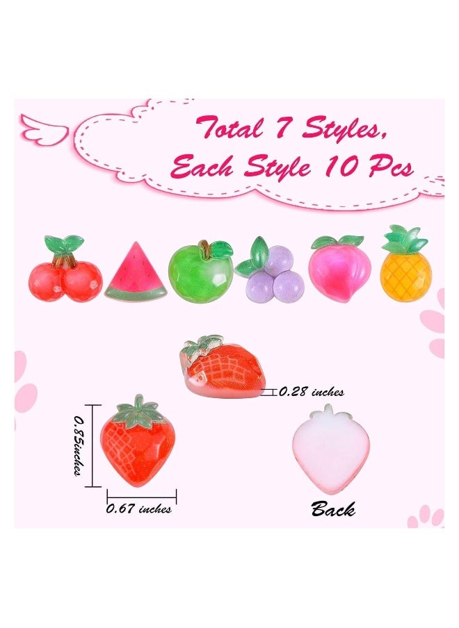 70 Pcs Planar Resin Flatback, Charms Fruit Resin Nail Art Resin Peach Apple Strawberry Flatback for Scrapbooking Embellishment DIY Craft Decors Hair Accessories  - Image 4