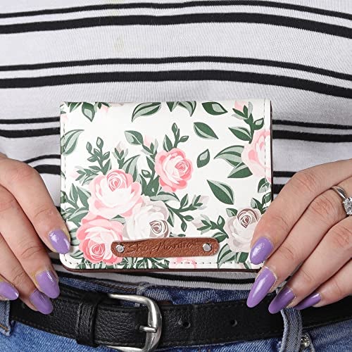 ShopMantra Small Wallet for Girls | Stylish Floral Pink Rose Design | Bi-Fold Faux Leather Wallet with Card & Coin Slots | Cute Small Purse - Image 5