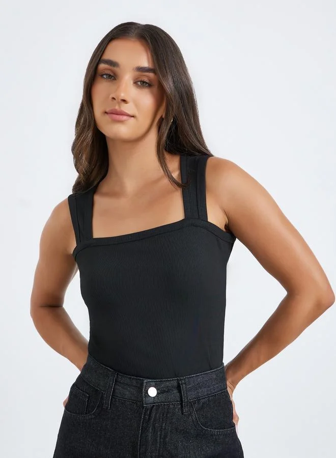 Styli Women Square Neck Sleeveless Bodysuit