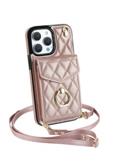Excefore Wallet Case Compatible with iPhone 15 Pro Max, Premium Leather Phone Case, Small Fragrance Crossbody Bag Mobile Phone Case, Card Storage Can be Inserted, Pink  - Image 1