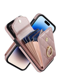 Excefore Wallet Case Compatible with iPhone 15 Pro Max, Premium Leather Phone Case, Small Fragrance Crossbody Bag Mobile Phone Case, Card Storage Can be Inserted, Pink  - Image 2