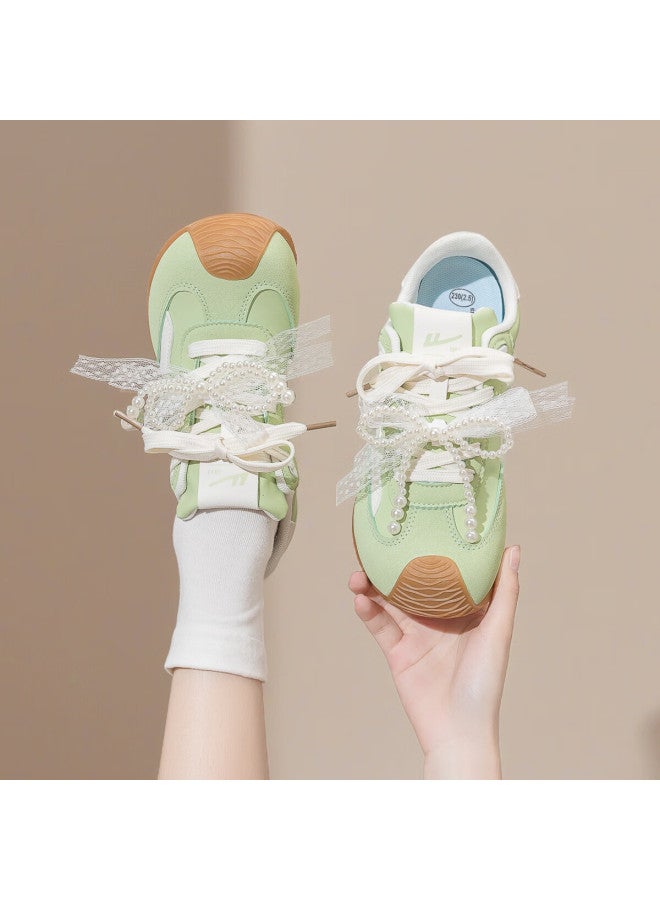 Women's Soft Sole Ballet Style Casual Sports Shoes Wxy5237z White Nut Green (with Accessories) Size 37 - Image 5