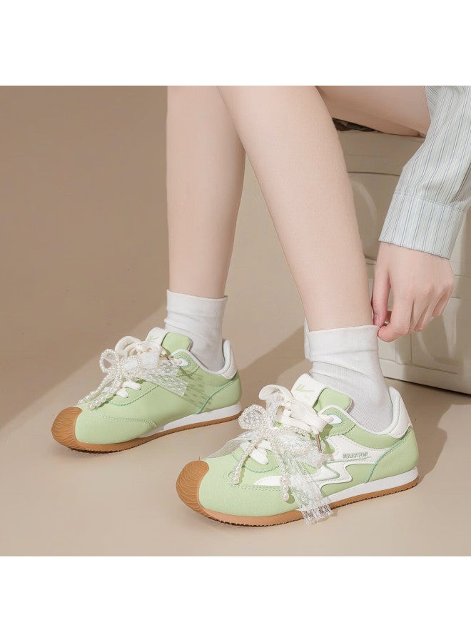 Women's Soft Sole Ballet Style Casual Sports Shoes Wxy5237z White Nut Green (with Accessories) Size 37 - Image 1