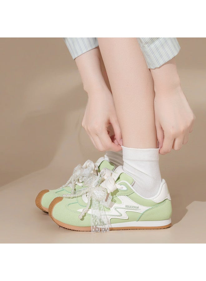 Women's Soft Sole Ballet Style Casual Sports Shoes Wxy5237z White Nut Green (with Accessories) Size 37 - Image 4