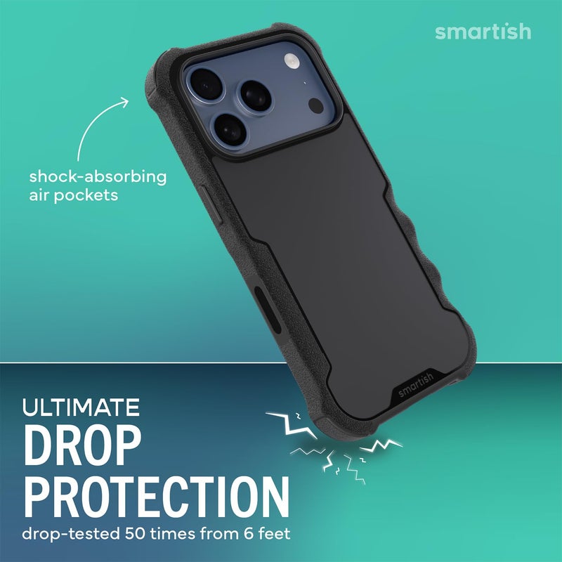 SmartishÂ® iPhone 17 Pro MagSafe Case - Gripzilla Protective Magnetic Case for Men [Rugged + Tough] Military Grade Heavy Duty Grip Armor - Drop Tested for iPhone 17 Pro - Black Tie Affair - Image 2