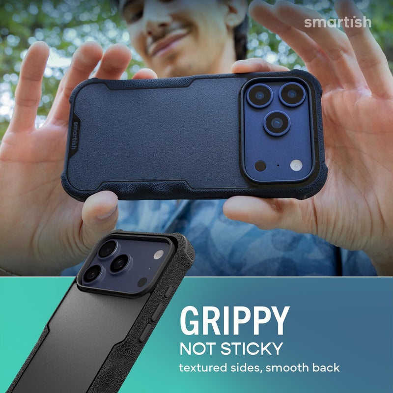 SmartishÂ® iPhone 17 Pro MagSafe Case - Gripzilla Protective Magnetic Case for Men [Rugged + Tough] Military Grade Heavy Duty Grip Armor - Drop Tested for iPhone 17 Pro - Black Tie Affair - Image 4