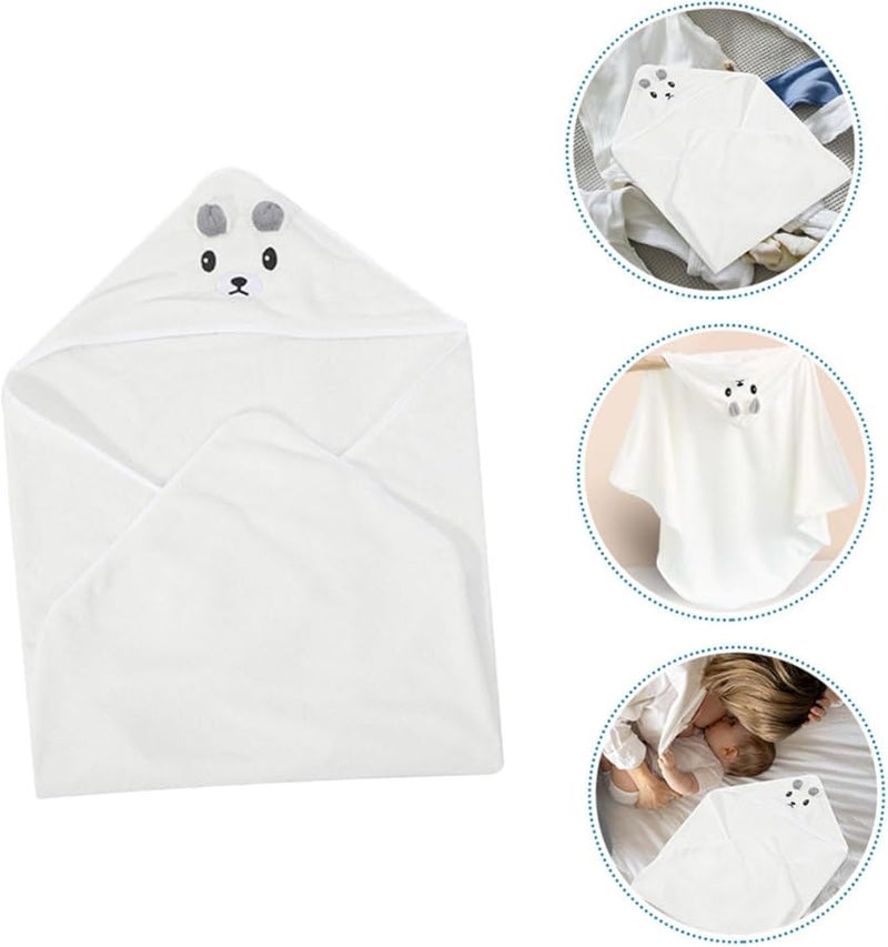 قطعتان من مناشف الحمام ذات قلنسوة من الفرو المرجاني بتصميم حيواني، رداء حمام معطف للأطفال حديثي الولادة - Image 4