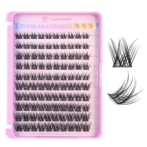 MLEN DIARY Lash Cluster DIY Eyelash Extensions 100 Clusters Lashes 1016mm D Curl Mega Wispy Volume Individual Lashes Eyelash Clusters Extensions DIY at Home - Image 1