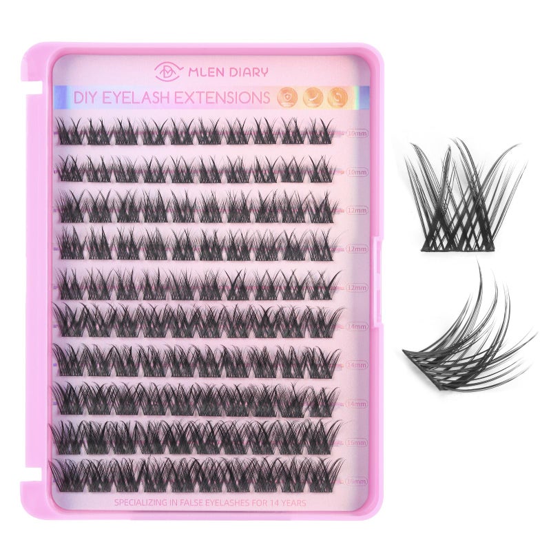 MLEN DIARY Lash Cluster DIY Eyelash Extensions 100 Clusters Lashes 1016mm D Curl Mega Wispy Volume Individual Lashes Eyelash Clusters Extensions DIY at Home - Image 3