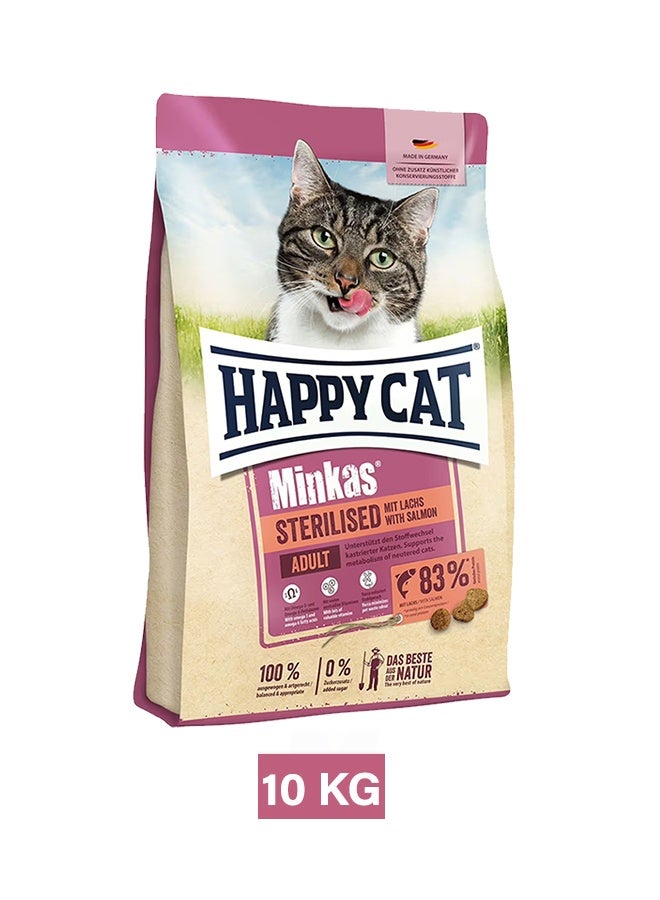 HAPPY CAT Minkas Sterilized Salmon Dry Cat Food - 10 KG - Image 1