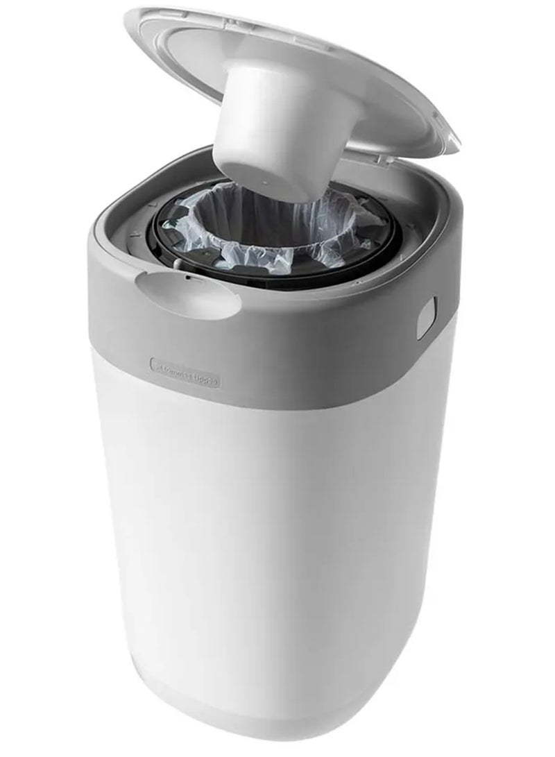 tommee tippee Twist and Click Advanced Nappy Bin, Eco-Friendlier System, Includes 1x Refill Cassette with Sustainably Sourced Antibacterial GREENFILM, White - Image 5