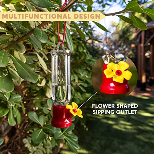 JOIEDOMI Set of 6 Mini Hummingbird Feeders with Hanging Wires, Transparent Outdoor Humming Bird Feeder Set with 3 Cleaning Brush for Patio, Outside, Lawn, Backyard, Garden, Easy to Clean - Image 3