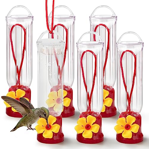 JOIEDOMI Set of 6 Mini Hummingbird Feeders with Hanging Wires, Transparent Outdoor Humming Bird Feeder Set with 3 Cleaning Brush for Patio, Outside, Lawn, Backyard, Garden, Easy to Clean - Image 1