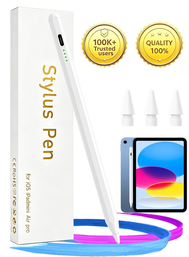 BOAE Stylus pen for iPad with palm rejection function, active pencil compatible (2018-2026) Apple iPad Pro 11/12.9 inches, iPad 10/9/8/7/6th generation, iPad Air 5/4/3 Generation, iPad Mini 6/fifth generation - Image 1