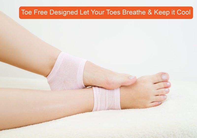 Selizo 5 Pairs Moisturizing Gel Heel Socks Open Toe Socks for Dry Hard Cracked Heels, 5 Colors - Image 5