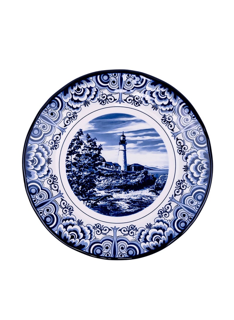 Claytan Lighthouse Blue 8-Inch Ceramic Salad Plate - Image 1