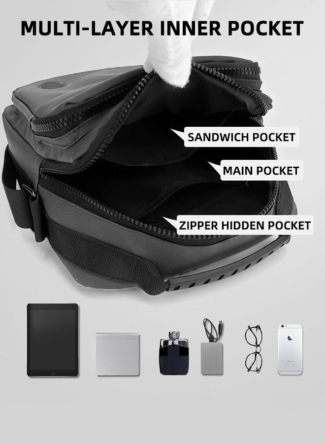 Crossbody Handbag | Waterproof Pu Casual Simple Shoulder Bag | Ultralight Pu Storage Bag | Anti-Theft Multi-Pocket Design Backpack | Adjustable Shoulder Strap | Business Casual Gray - Image 2