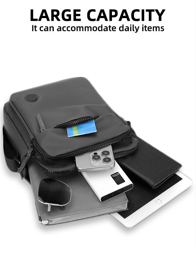 Crossbody Handbag | Waterproof Pu Casual Simple Shoulder Bag | Ultralight Pu Storage Bag | Anti-Theft Multi-Pocket Design Backpack | Adjustable Shoulder Strap | Business Casual Gray - Image 3