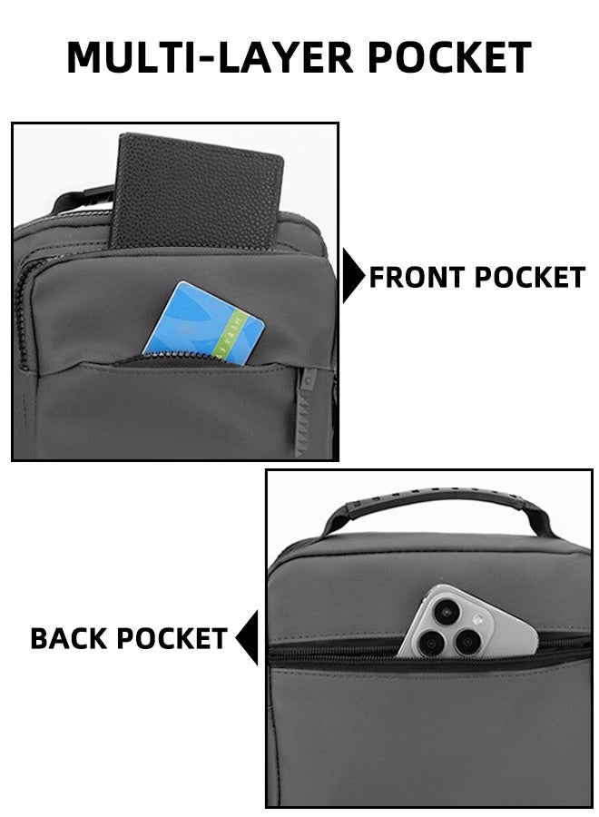 Crossbody Handbag | Waterproof Pu Casual Simple Shoulder Bag | Ultralight Pu Storage Bag | Anti-Theft Multi-Pocket Design Backpack | Adjustable Shoulder Strap | Business Casual Gray - Image 4