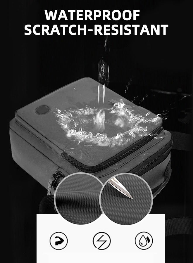 Crossbody Handbag | Waterproof Pu Casual Simple Shoulder Bag | Ultralight Pu Storage Bag | Anti-Theft Multi-Pocket Design Backpack | Adjustable Shoulder Strap | Business Casual Gray - Image 5