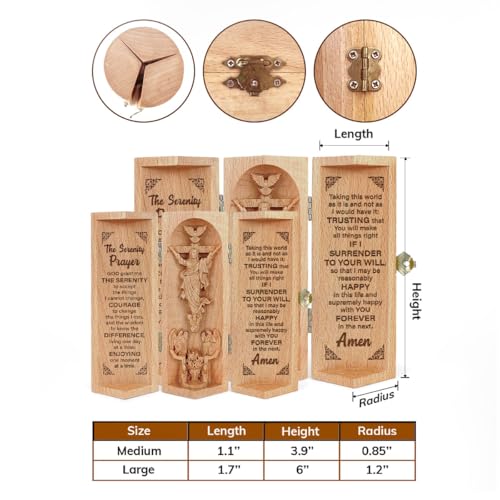 Jesuspirit - Our Father in Heaven Christian Decor, Catholic Wooden Statue, Sculpture Nativity Family, Statue of Jesus, Home Decor - Openable Wooden Cylinder Sculpture of Jesus (The Serenity) - Image 2