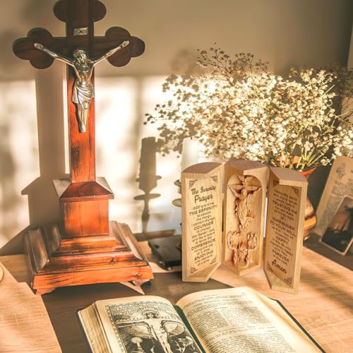 Jesuspirit - Our Father in Heaven Christian Decor, Catholic Wooden Statue, Sculpture Nativity Family, Statue of Jesus, Home Decor - Openable Wooden Cylinder Sculpture of Jesus (The Serenity) - Image 4