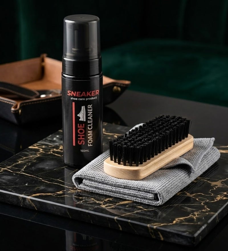 Professional Sneaker Cleaning Kit - Powerful Foam Cleaner + Soft Brush + Microfiber Cloth -Deep Clean for All Shoe Types