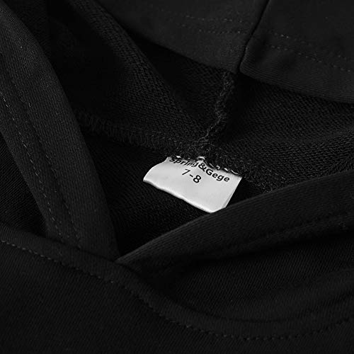 Spring&Gege Youth Solid Pullover Sport Hoodies Soft Kids Hooded Sweatshirts for Boys and Girls Size 9-10 Years Black - Image 4