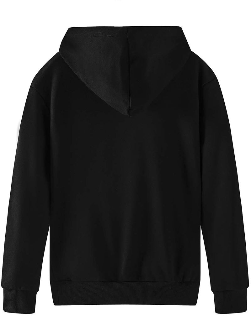 Spring&Gege Youth Solid Pullover Sport Hoodies Soft Kids Hooded Sweatshirts for Boys and Girls Size 9-10 Years Black - Image 2
