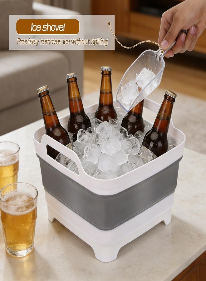 Wenceda 2 Pack Ice Buckets for Parties, Foldable Beverage Tub with Scoop, Collapsible Ice Bucket for Wine Beer Champagne, Beer Ice Buckets Drink Cooler, Space Saving Ice Storage Tub Ice Cube Bin (2 * 8.5L) - Image 5
