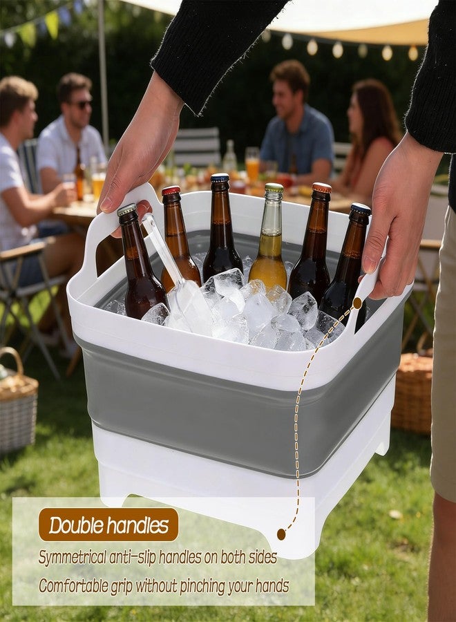 Wenceda 2 Pack Ice Buckets for Parties, Foldable Beverage Tub with Scoop, Collapsible Ice Bucket for Wine Beer Champagne, Beer Ice Buckets Drink Cooler, Space Saving Ice Storage Tub Ice Cube Bin (2 * 8.5L) - Image 4
