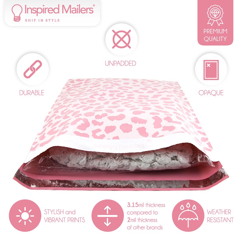 Inspired Mailers - Poly Mailers 16x22-50 Pack - Rose Gold Cheetah - Large Mailing Envelopes - Large Shipping Envelopes - Large Shipping Bags - Big Mailers - Image 2