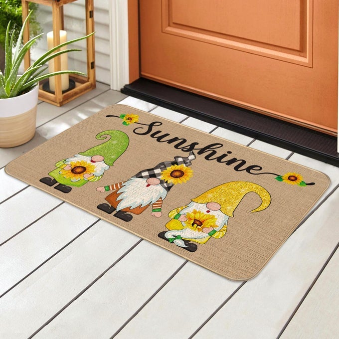 FALL WELCOME DECORATIVE DOORMAT 275 X 165 GNOME WELCOME MATS SUNFLOWER NON SLIP GNOME FALL DOOR MAT AUTUMN HARVEST THANKSGIVING FLOOR WASHABLE ENTRY MAT FOR SEASONAL HOME DECORATION