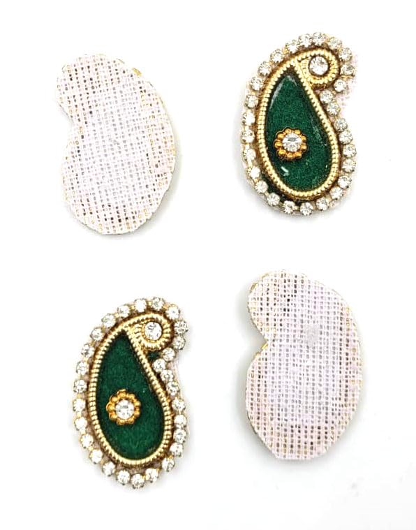 Applique PatchesKundan PatchesDecorative Patches Green Embroidery Mango Keri Shaped Buti for Clothes Saree Blouse Dress Decoration Butti Patches 25 Pieces  - Image 2
