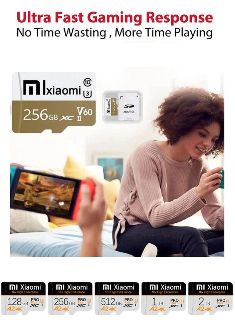 Xiaomi TF SD Card V60 Pro Micro SDXC Class 10 Memory Card High Speed Flash SD Card 256 GB Expanded Data Storage