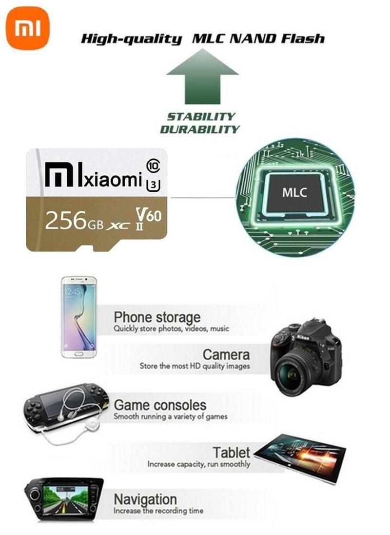 Xiaomi TF SD Card V60 Pro Micro SDXC Class 10 Memory Card High Speed Flash SD Card 256 GB Expanded Data Storage