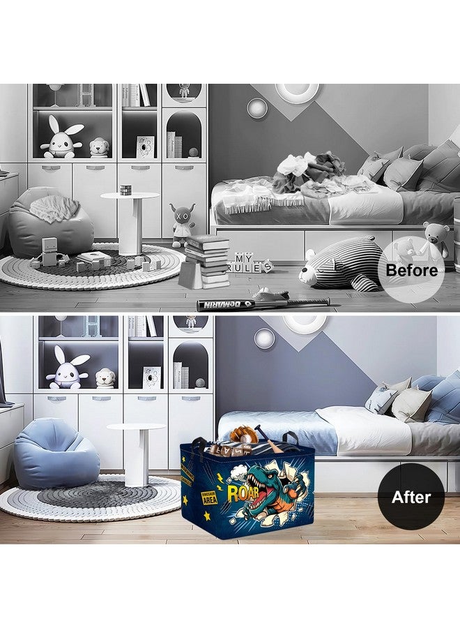 Clastyle 3D Dinosaur Kid Storage Basket Star Boy Gift Toy Box Baby Laundry Hamper Collapsible Clothes Organizer Nursery Bin for Bedroom, Roaring, 40 * 30 * 30 cm - Image 2