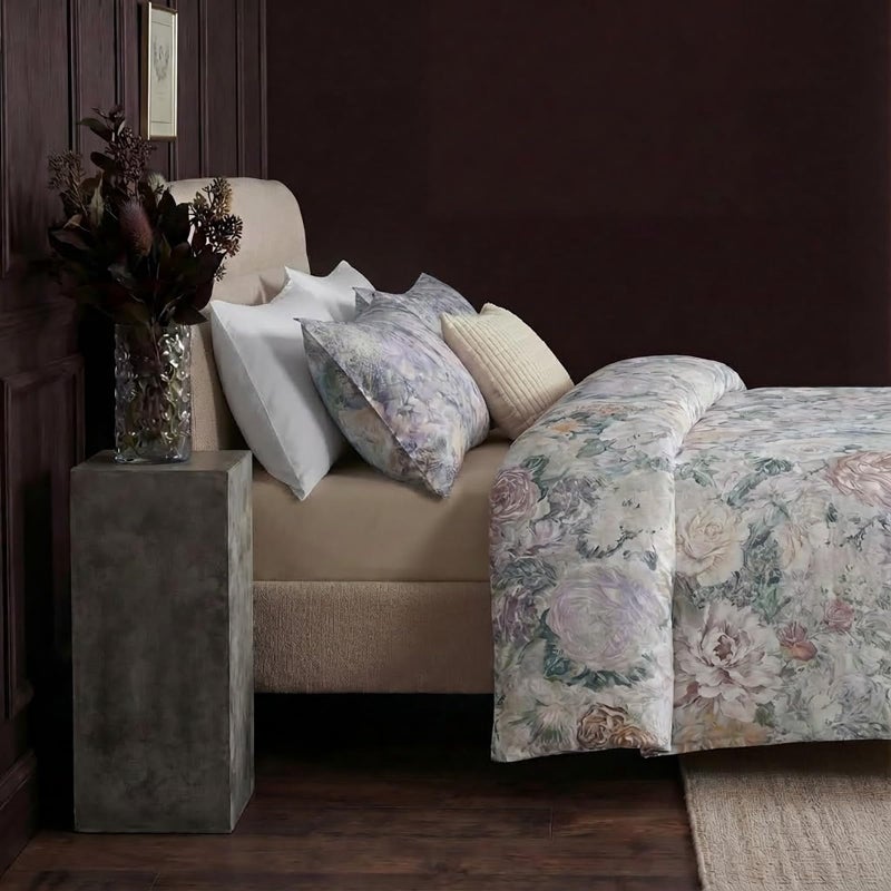 Cozaline 100% Cotton Duvet Cover Queen Size â€“ Grey&Green Watercolor Floral Duvet Cover Set with Zipper Closure & Corner Ties, 3-Piece Luxury & Silky Soft Bedding Set for All Seasons - Image 4