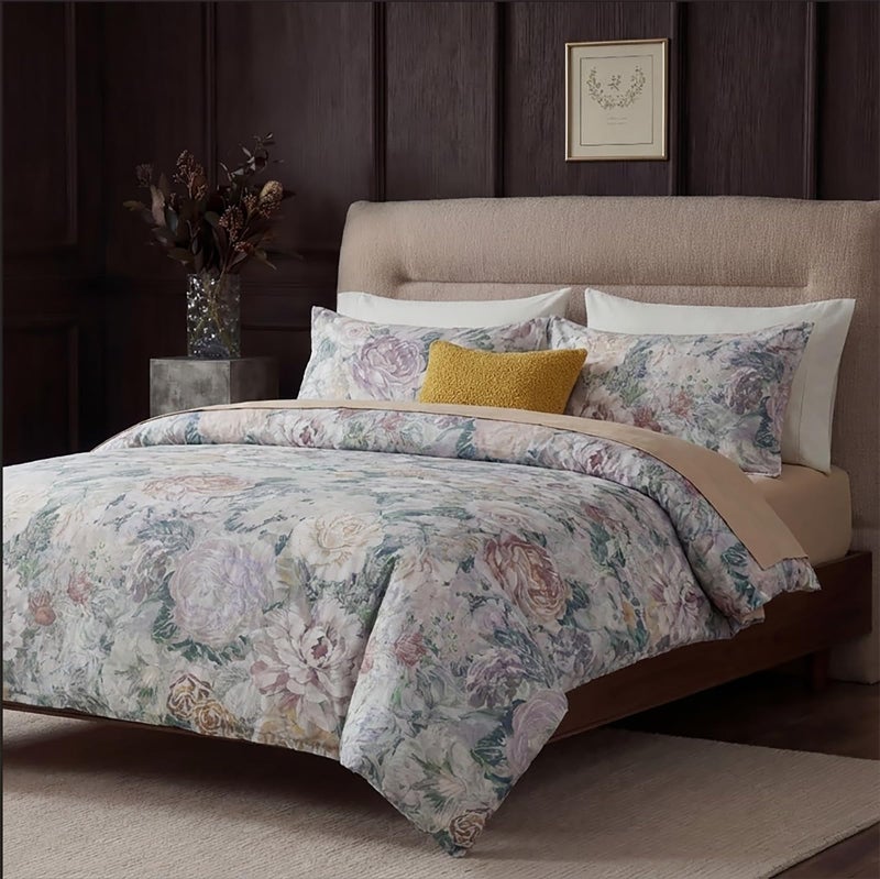Cozaline 100% Cotton Duvet Cover Queen Size â€“ Grey&Green Watercolor Floral Duvet Cover Set with Zipper Closure & Corner Ties, 3-Piece Luxury & Silky Soft Bedding Set for All Seasons - Image 5