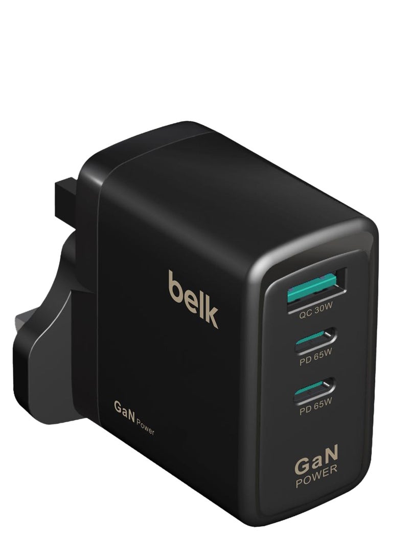 بيلك شاحن منزل فائق السرعة 65 وات، 3 منافذ  احدهم منفذ USB  و منفذين بي دي - Image 1