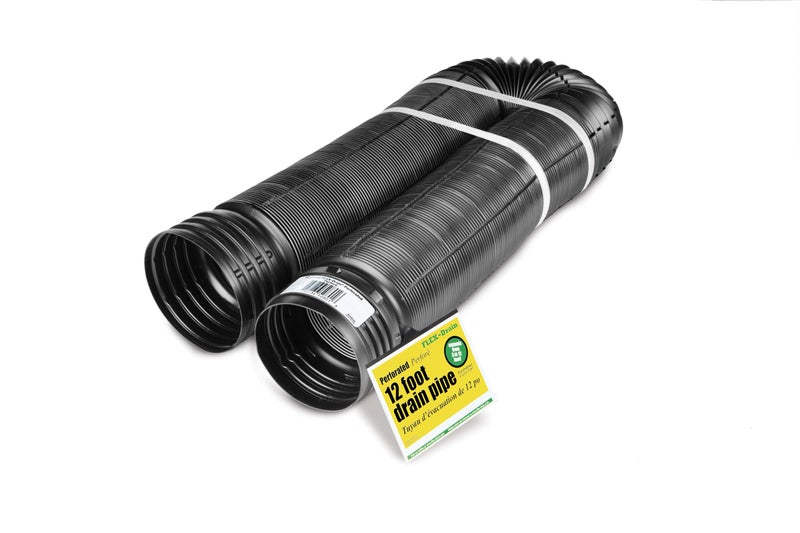 Flex-Drain 51910 Flexible/Expandable Landscaping Drain Pipe, Perforated, 4-Inch by 12-Feet , Black - Image 1