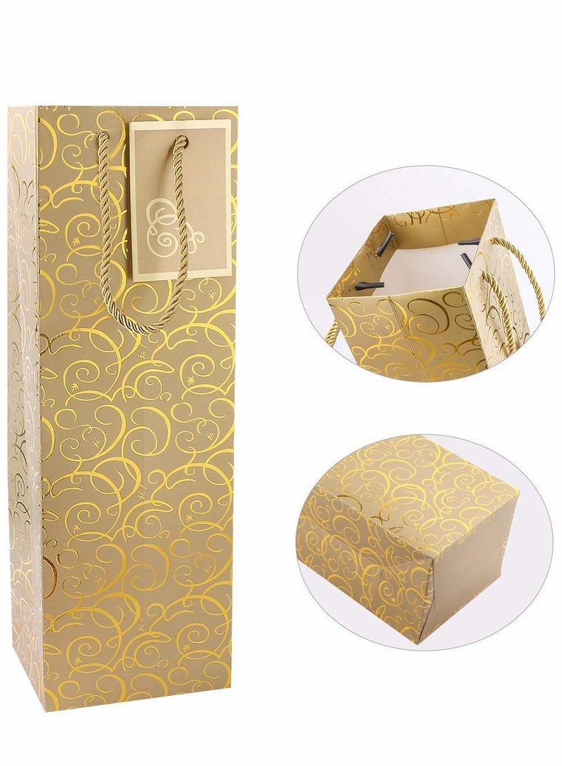 12 Pack Wine Gift Bags for Single Bottle Red Wine Kraft Paper Tote Bags 4.7 x 3.9 x 14.2 Inches - Image 2