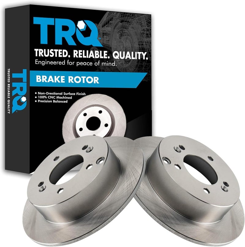 TRQ Rear Brake Rotors Set Solid Compatible with 2007-2010 Kia Rondo - Image 1