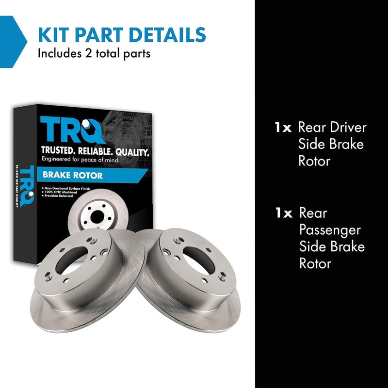 TRQ Rear Brake Rotors Set Solid Compatible with 2007-2010 Kia Rondo - Image 2